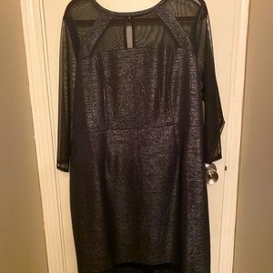 Shimmery dress with shear detailing.